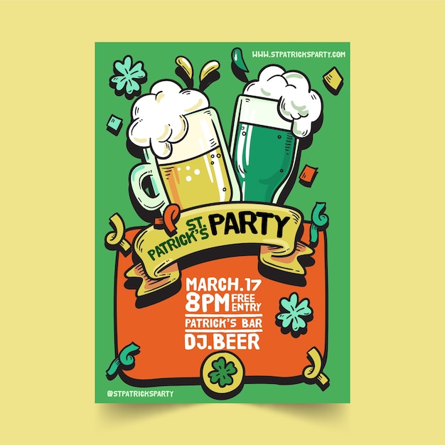 Hand drawn saint patrick's day poster template