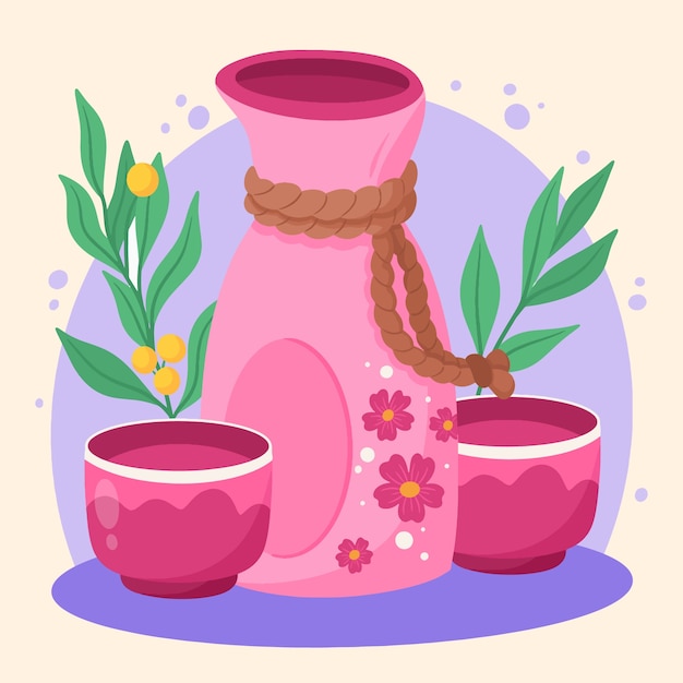 Free vector hand drawn sake illustration