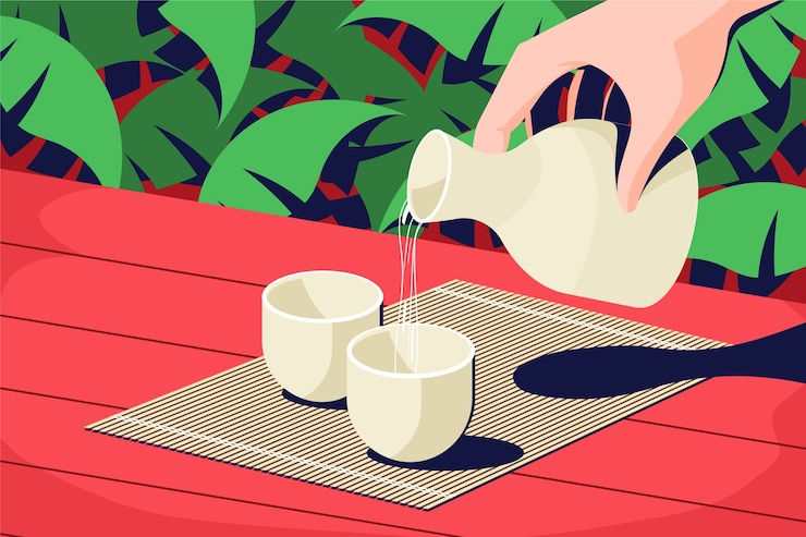 無料Vector 手描き日本酒イラスト