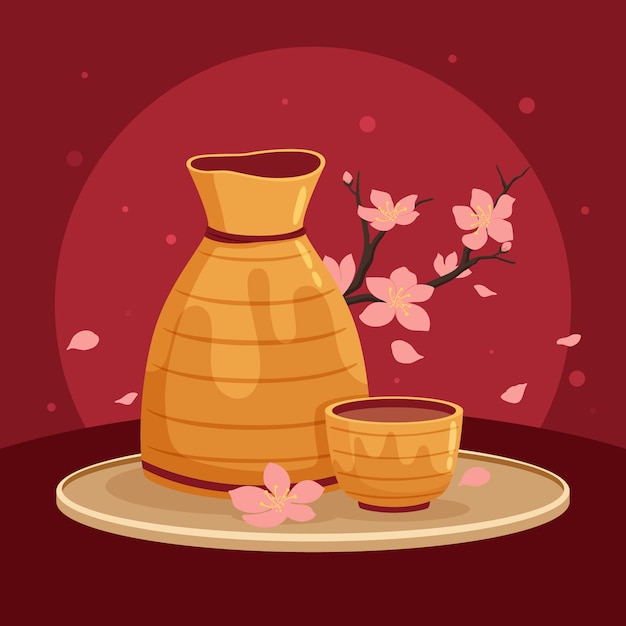 Free vector hand drawn sake illustration