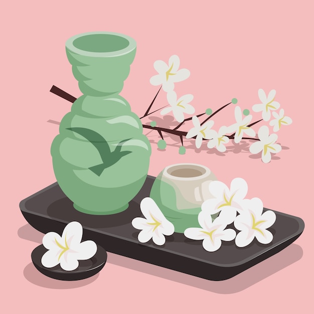 Free vector hand drawn sake illustration