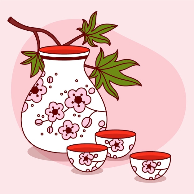Illustrazione di sake disegnata a mano