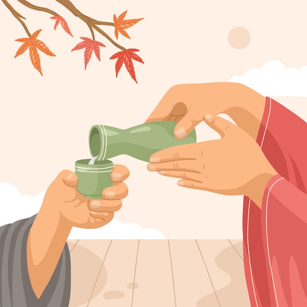 Free vector hand drawn sake illustration