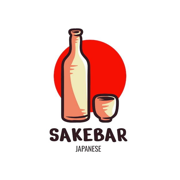 Ручной обращается дизайн логотипа саке