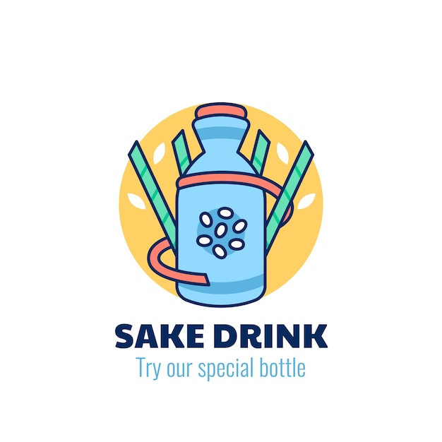 Vettore gratuito disegno del logo del sake disegnato a mano