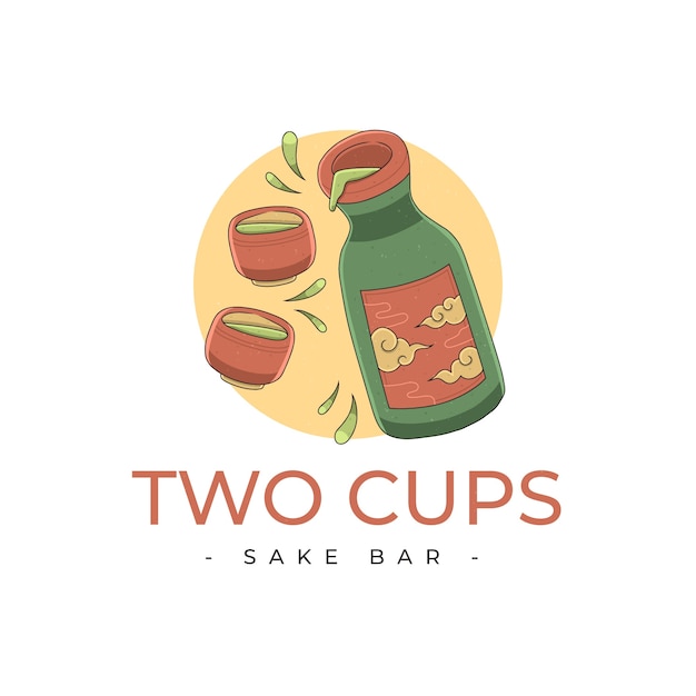 Hand drawn sake logo design