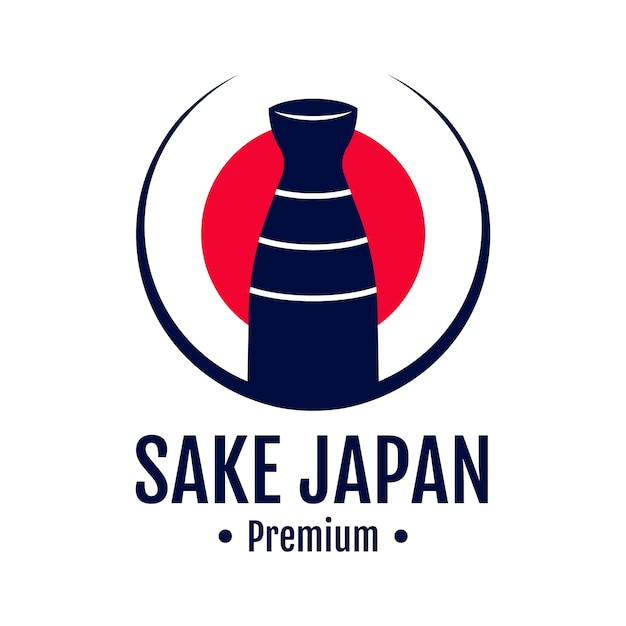 Vettore gratuito disegno del logo del sake disegnato a mano