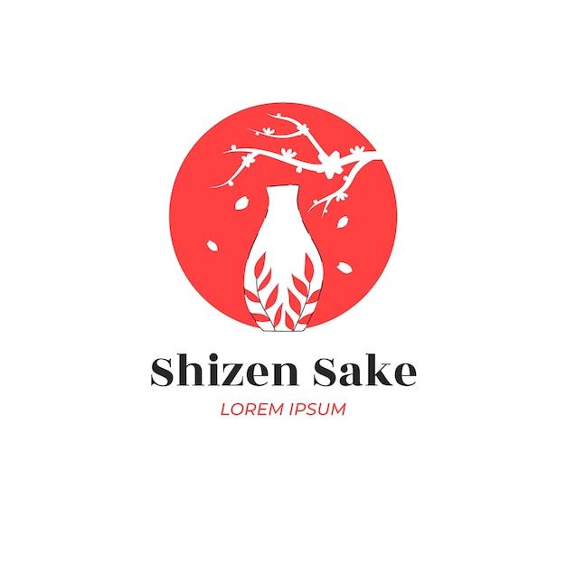 Ручной обращается шаблон логотипа саке