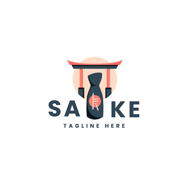 Hand drawn sake logo template