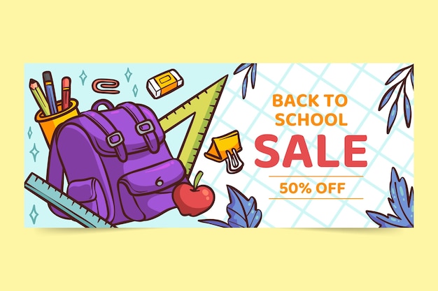 Free vector hand drawn sale banner for back to school event