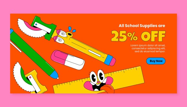 Hand drawn sale banner template for back to school season