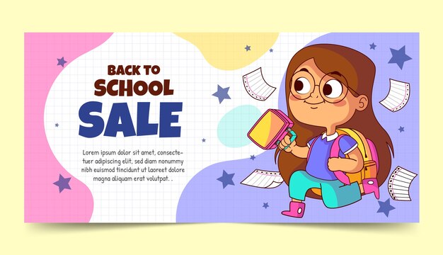 Hand drawn sale banner template for back to school