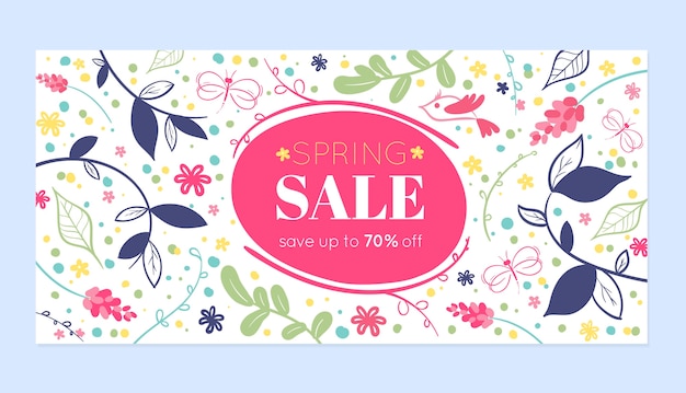 Free vector hand drawn sale banner template  for spring celebration