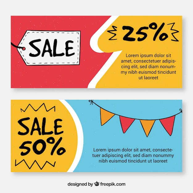 Free vector hand drawn sale banners