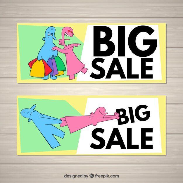 Hand drawn sale banners