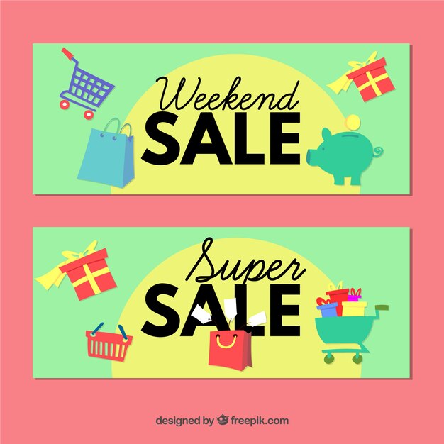 Free vector hand drawn sale banners