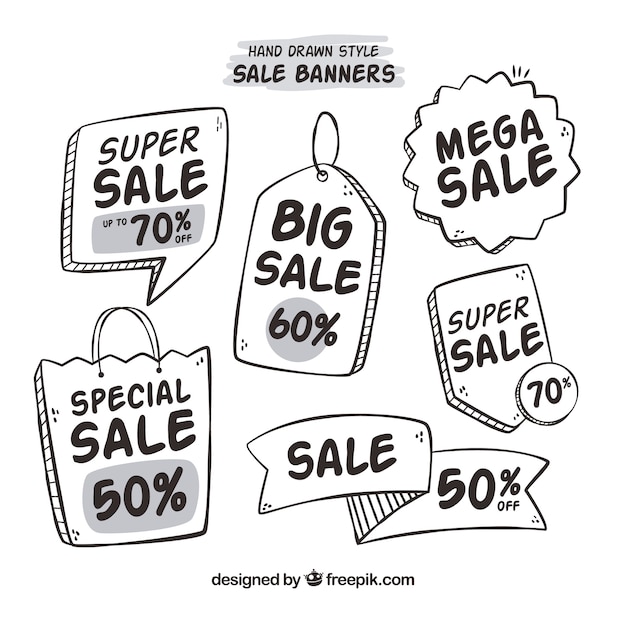 Free vector hand drawn sale banners