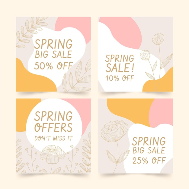 Free vector hand drawn sale instagram posts collection