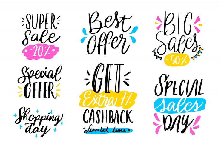 Free Vector hand drawn sale lettering collection