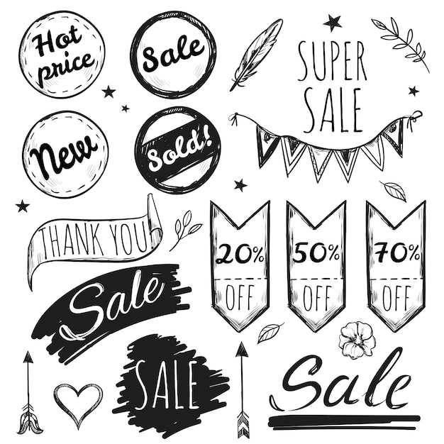 Hand Drawn Sale Tag Set