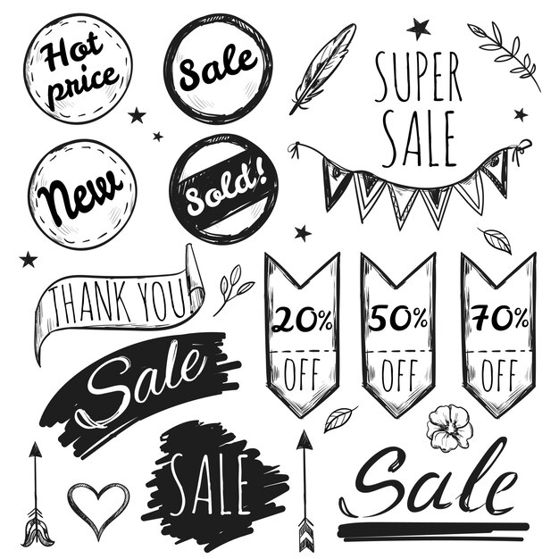 Hand Drawn Sale Tag Set