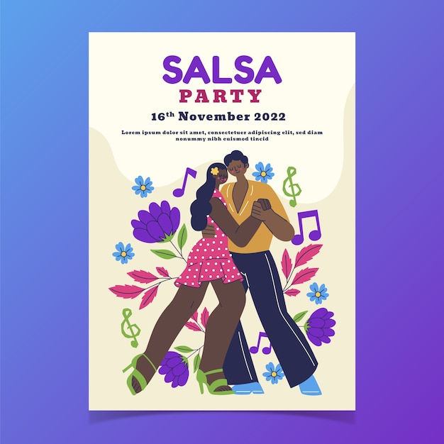 Vettore gratuito poster di salsa disegnato a mano