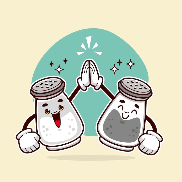 무료 Vector 손으로 그린 소금 만화 그림
