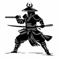 Vettore gratuito illustrazione della sagoma del samurai disegnata a mano