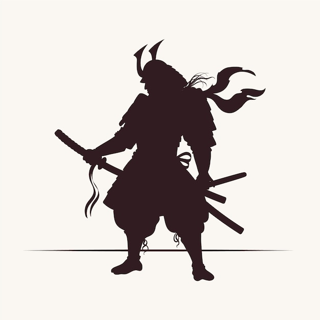 Hand drawn samurai silhouette