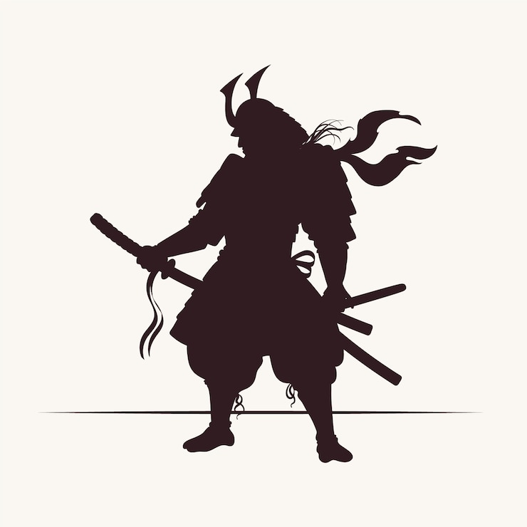 無料Vector 手描きの武士のシルエット