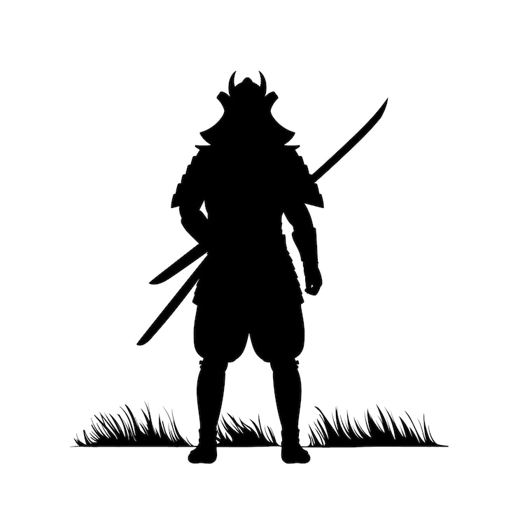 無料Vector 手描きの武士のシルエット