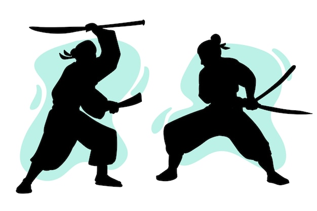 Free vector hand drawn samurai silhouette