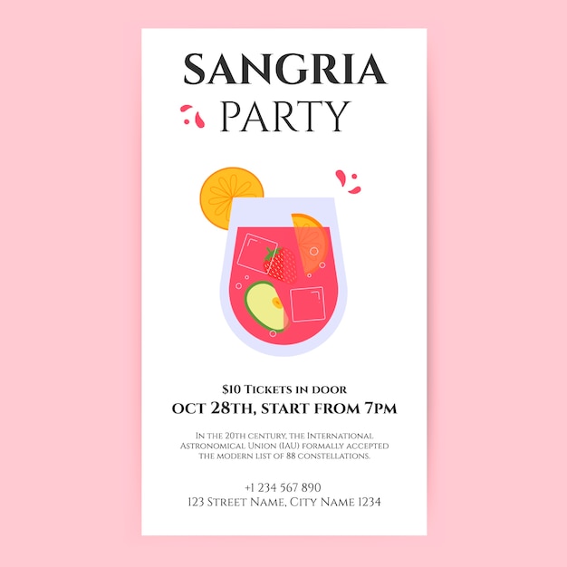 Free vector hand drawn sangria party instagram story