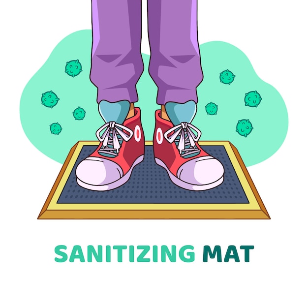 Free vector hand drawn sanitizing mat