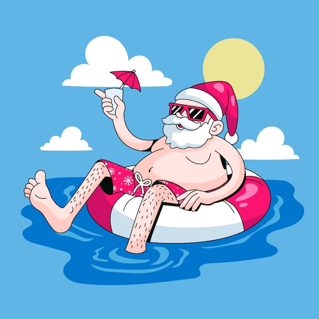 Free vector hand drawn santa cartoon illustration