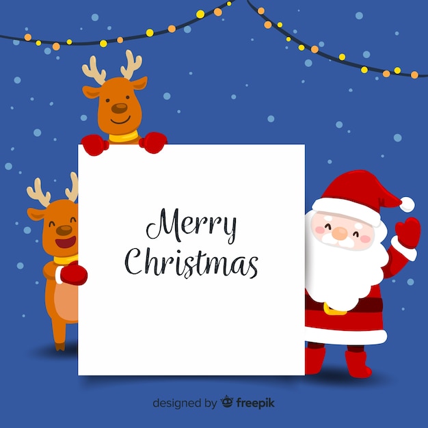 Hand drawn santa christmas background