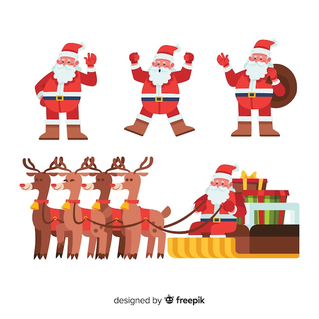 Free vector hand drawn santa claus character collection