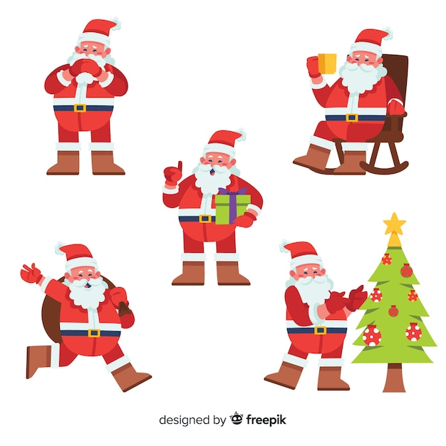 Collezione di personaggi di babbo natale disegnati a mano