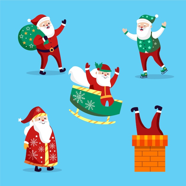 Free vector hand drawn santa claus character collection