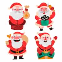 Free vector hand drawn santa claus character collection