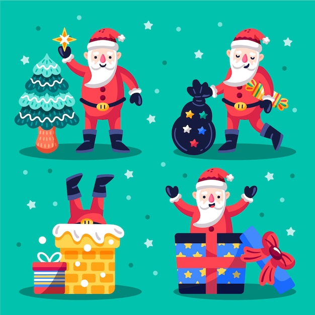 Hand drawn santa claus character collection