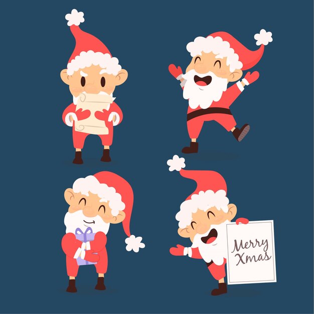 Набор рисованной персонажей Санта-Клауса