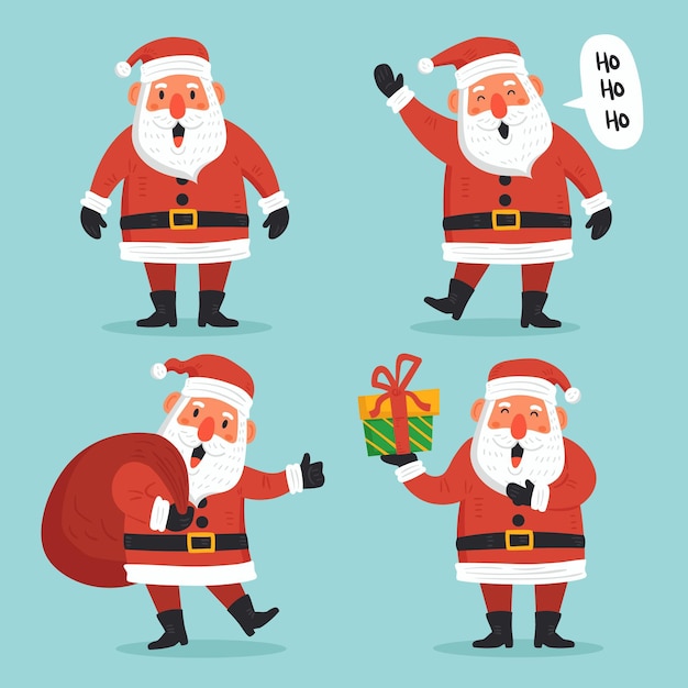 Pacchetto di personaggi di babbo natale disegnati a mano