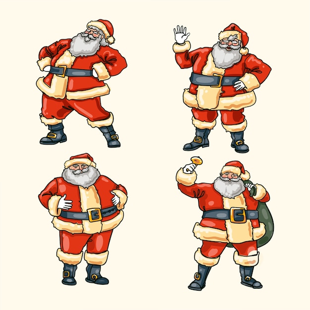Free vector hand drawn santa claus characters collection