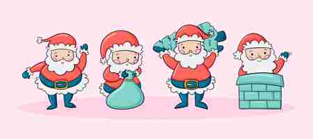 Free vector hand drawn santa claus characters collection