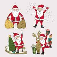 Free vector hand drawn santa claus characters collection