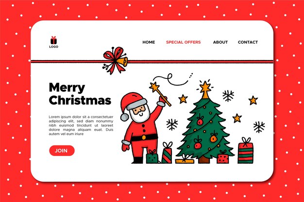 Hand drawn santa claus christmas landing page