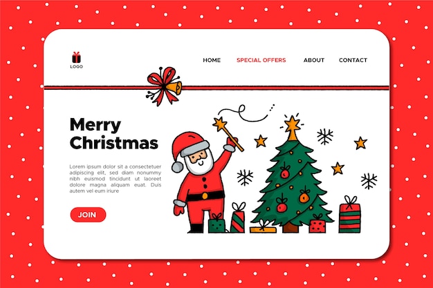 Hand drawn santa claus christmas landing page