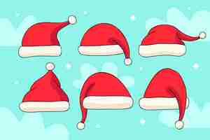 Free vector hand drawn santa claus hat collection