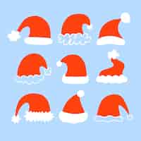 Free vector hand drawn santa claus hat collection